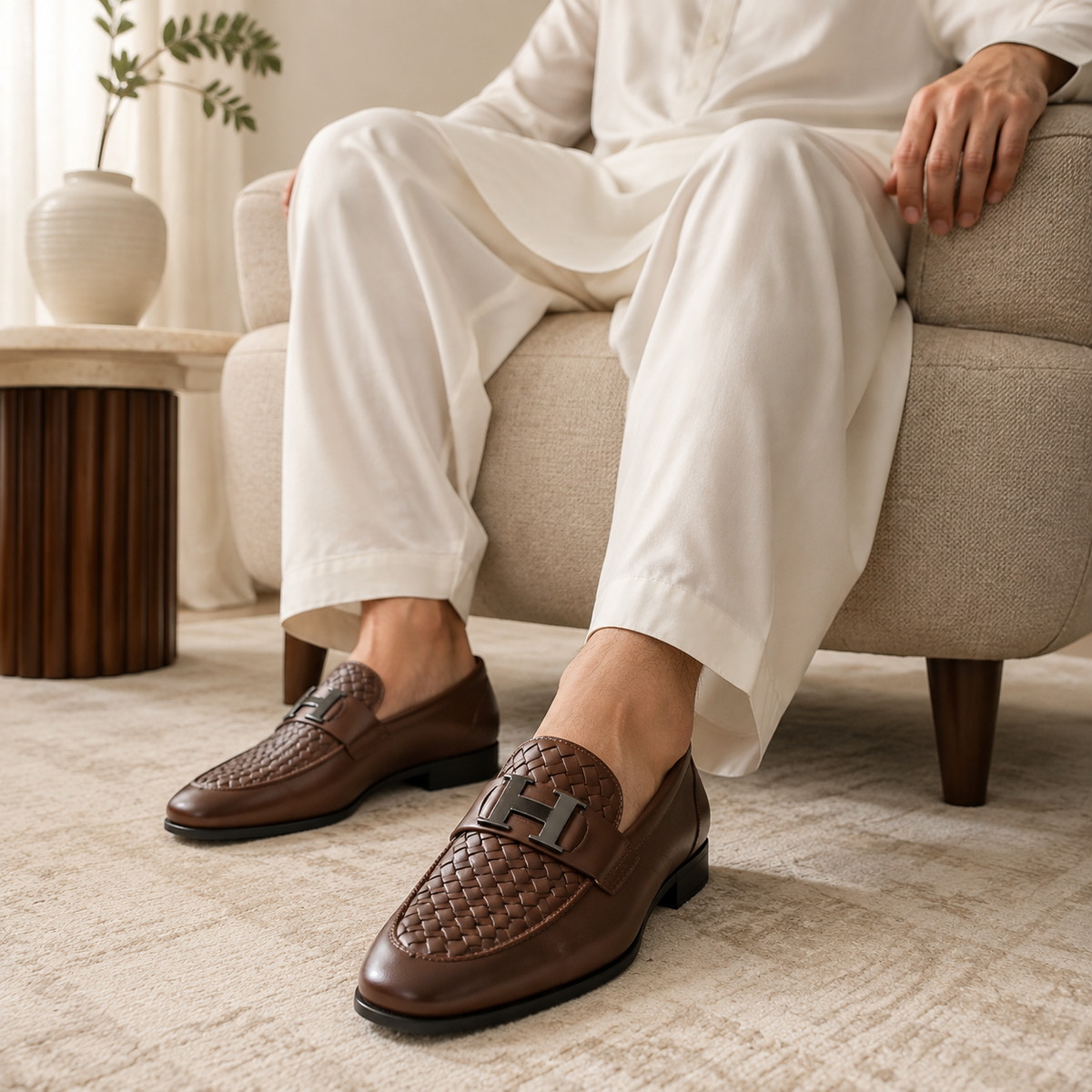 Brown Braided Loafer